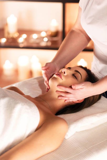 Woman enjoying a facial treatment